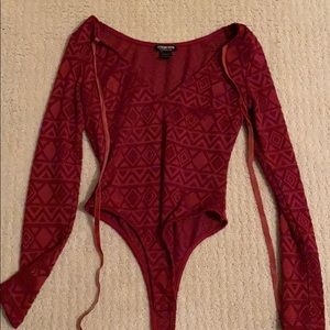 Burgundy body suit